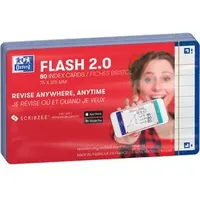 Oxford Karteikarten FLASH 2.0 DIN A7 weiß, blau liniert,