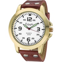 EICHMÜLLER Herrenuhr RE1015 goldfarben-Weiss-braun Lederband 45 mm