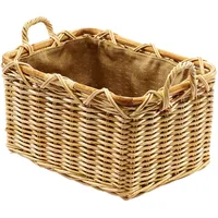 Kobolo Holzkorb für Kaminholz rechteckig natur aus Rattan mit