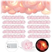 Relaxdays 10x Rosen Lichterkette rosa