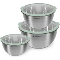 Navaris Edelstahl Schüssel Schale mit Deckel - 3-teiliges Set