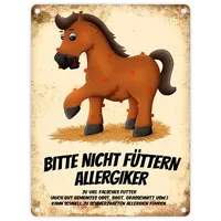 Trendaffe Metallschild mit Pferde Motiv und Spruch: Bitte nicht