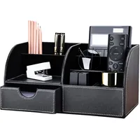 KINGFOM Büro Schreibtisch Organizer Ordnungssystem Tisch Organizer PU Leder