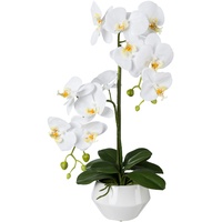 Creativ green Creativ-green Kunstblume Orchidee, Phalaenopsis, weiß, im Keramiktopf,