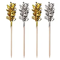 Papstar 30 Deko-Picker 10,5 cm "Frills" gold / silber