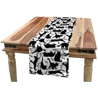 ABAKUHAUS Katze Tischläufer, Schwarze Katzen Verschiedene Poses, Esszimmer Küche