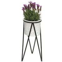 DanDiBo Ambiente DanDiBo Blumenhocker mit Topf Metall Schwarz Weiß