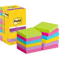 Post-it Super Sticky Notes, Farbig, Vorteilspackung mit 12 Blöcken,