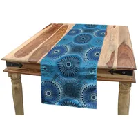 ABAKUHAUS Blauer Mandala Tischläufer, Vintage Blue Asian, Esszimmer Küche