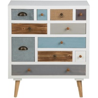VCM Thames Kommode in weiss mit 11 multifarben Schubladen.