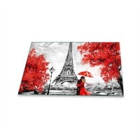 Decorwelt Herdabdeckplatte Abdeckung Ceranfeld Abdeckplatte Schneidebrett 1-Teilig 80x52 Eiffelturm