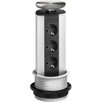 EVOline Steckdosenleiste, Port 3x Schuko Wippdeckel Edelstahl