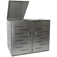 MCW XL 2er-/4er-Mülltonnenverkleidung MCW-E83, Mülltonnenbox, erweiterbar 116x141x98cm Edelstahl 50kg