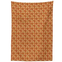 ABAKUHAUS Burnt orange Tischdecke, Retro Gekritzel-Kreise, Pflegeleicht mit Modernster