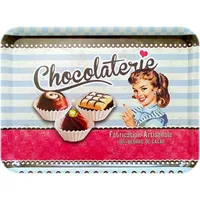 Lashuma Vintage Melamin Tablett, Motiv: Schokolade, Buntes Kunststofftablett rechteckig,