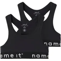 NAME IT Mädchen Nkfshort Top 2p Noos Unterhose, Black/Pack:w/