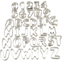 Relaxdays 10024276, silber Plätzchen Ausstecher, 36-teiliges Set, Ausstechformen Buchstaben