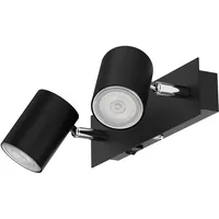 Ledscom.de Wandspot WAIKA, zweiflammig, mit Schalter, schwarz matt, inkl.