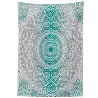 ABAKUHAUS Grau und Teal Tischdecke, Mandala Occult Motiv, Pflegeleicht