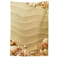ABAKUHAUS Strand Tischdecke, Sand mit Muscheln Wellen, Personalisierter Druck