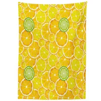 ABAKUHAUS Obst Tischdecke, Lemon orange Kreise, Personalisierter Druck Klare