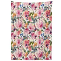 ABAKUHAUS Blumen Tischdecke, Shabby Pflanze Rose Blumen, Schmutzabweisent mit