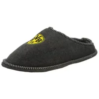 BVB Borussia Dortmund Filzpantoffel, grau, BVB Emblem auf Hausschuh