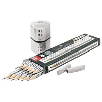 Faber-Castell GRIP 2001 Bleistift-Set HB silber mit Radierer, 1