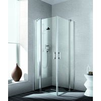 Kermi Liga Pendeltür mit Festfeld LIEPR090181AK 90x185cm, Silber mattglanz,