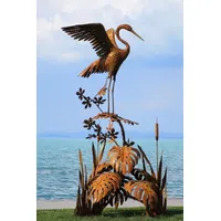 Casa Padrino Luxus Stahl Garten Skulptur Reiher auf Ast