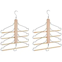 Relaxdays Mehrfach Kleiderbügel Hellbraun,Silber