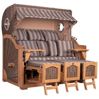Mr. Deko Strandkorb Düne Grande XXL Bullauge Teak PE