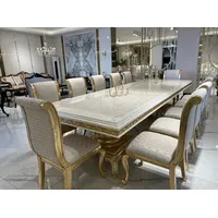 Casa Padrino Luxus Barock Esstisch Weiß / Gold -