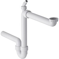 Geberit Rohrbogengeruchsverschluss für Spülbecken, Raumsparmodell, mit Winkelschlauchtülle, Abgang horizontal,