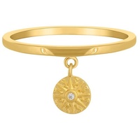 Cai Fingerring CAÏ "925 Silber Anhänger Münze vergoldet Sonne