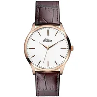 S.Oliver Herren-Armbanduhr XL Analog Quarz Leder SO-2534-LQ