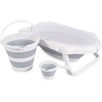 Cangaroo Badewannen-Set Hawaii 4-teilig faltbar Wasserablauf Ablagefächer Netz grau