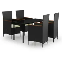 VidaXL 5-tlg. Garten-Essgruppe mit Kissen Schwarz