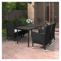 VidaXL 5-tlg. Garten-Essgruppe mit Auflagen Poly Rattan und Glas