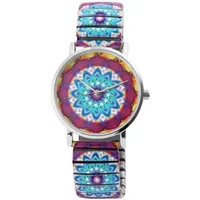 Excellanc Damen–Uhr Zugband Edelstahl Armbarmbanduhr mit Muster Analog Quarz