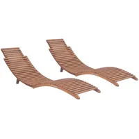 VidaXL Klappbare Sonnenliegen 2 Stk. Massivholz Teak