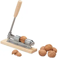 Relaxdays Retro Nussknacker Holz, Nutcracker, größenverstellbar, kraftsparend Nüsse öffnen,