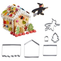 Westmark Ausstechformen-Set, Verschiedene Motive, Rostfreier Edelstahl, Knusperhäuschen, mit Rezeptheft,