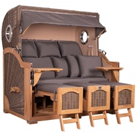 Mr. Deko Strandkorb Düne Grande XXL Bullauge Teak PE