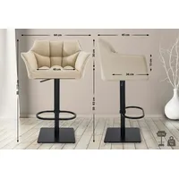 CLP 2er Set Barhocker Damaso Stoffbezug schwarz/creme