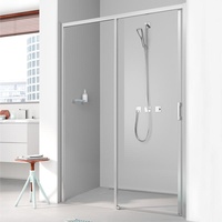 Kermi Liga Schiebetür mit Festfeld LID2L130201AK 126-131x200cm, silber mattglanz,