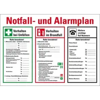 Lemax LEMAX® Notfall- und Alarmplan, mit Piktogrammen, Kunststoff, 700x500mm,