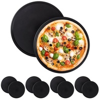 Relaxdays 10 x Pizzablech, rund, antihaftbeschichtet, Pizza & Flammkuchen,