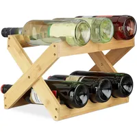 Relaxdays Weinregal Bambus, X Shape, 6 Flaschen, Landhaus-Stil, klein,