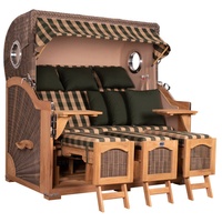 Mr. Deko Strandkorb Düne Grande XXL Bullauge Teak PE